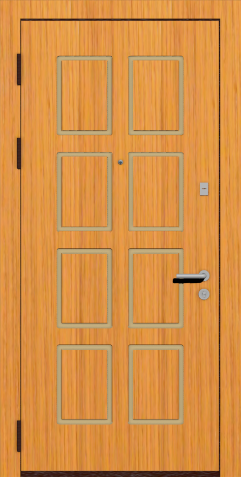 Классическая входная дверь с отделкой шпон дуб рыжий и фрезеровкой B8